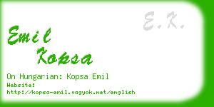 emil kopsa business card
